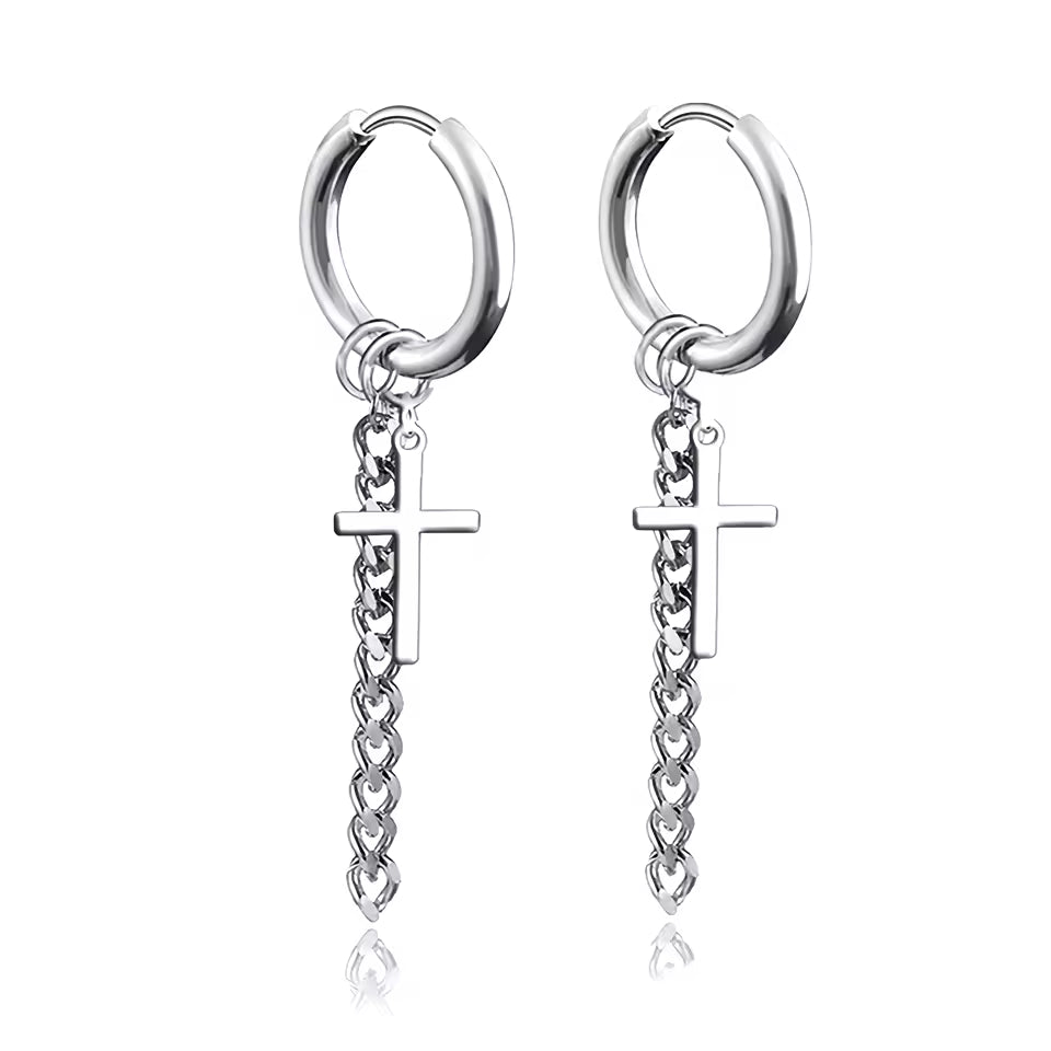 Kreuz Ohrring mit Kettchen