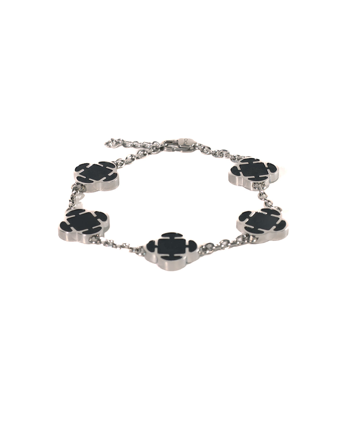 Onyx Clover Armband Silber Herren
