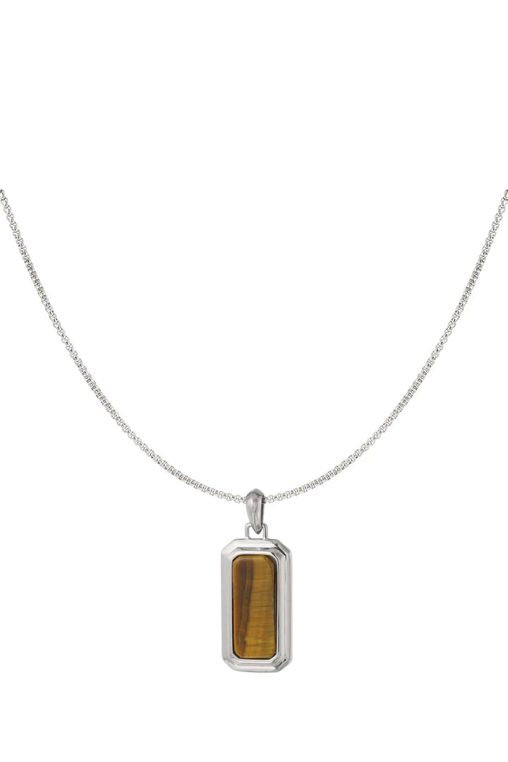 Halskette mit Anhänger Stein Braun_2