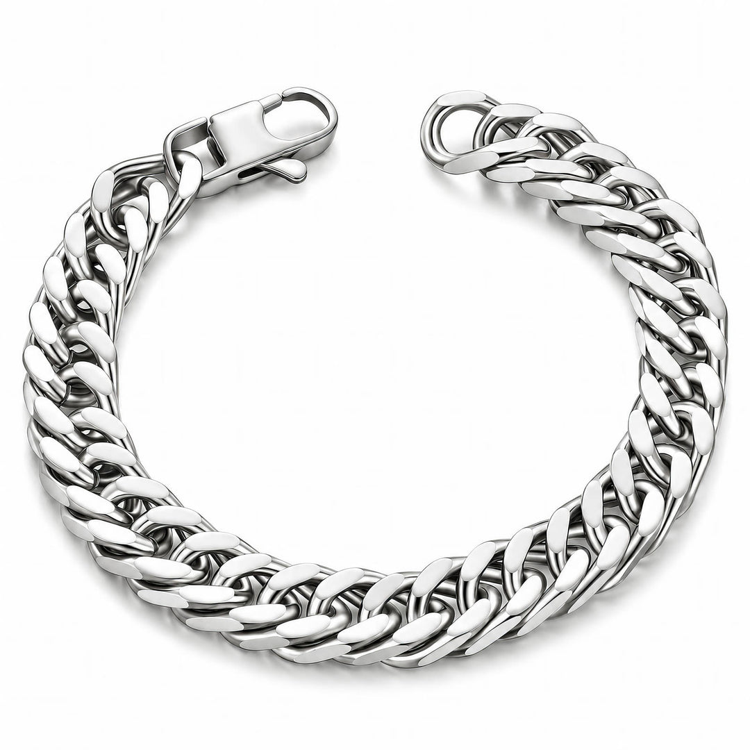 Double Cuban Link Armband 316L Edelstahl Silber – ETERNAL
