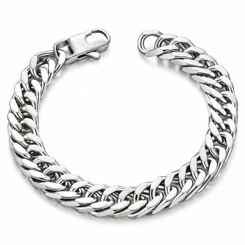 Double Cuban Link Armband 316L Edelstahl Silber – ETERNAL