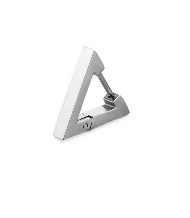 Dreieckiger Hinge-Hoop Ohrring - Silber/Schwarz