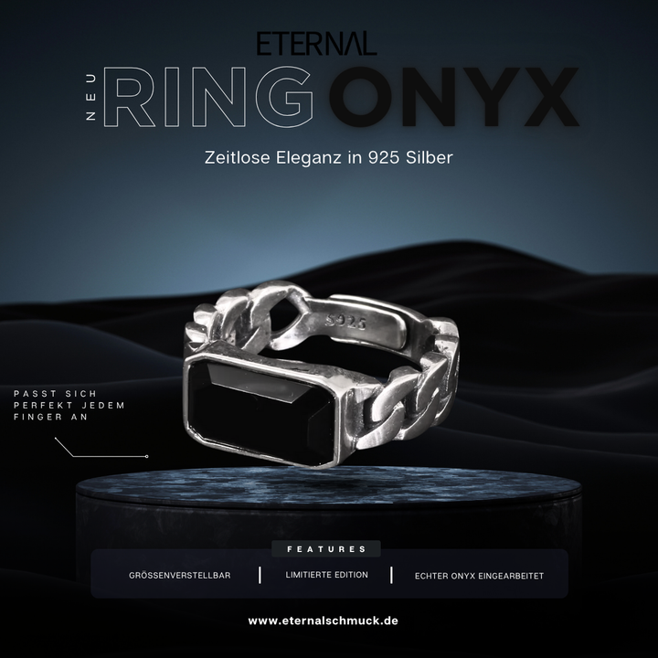Onyx Ring - 925 Silber