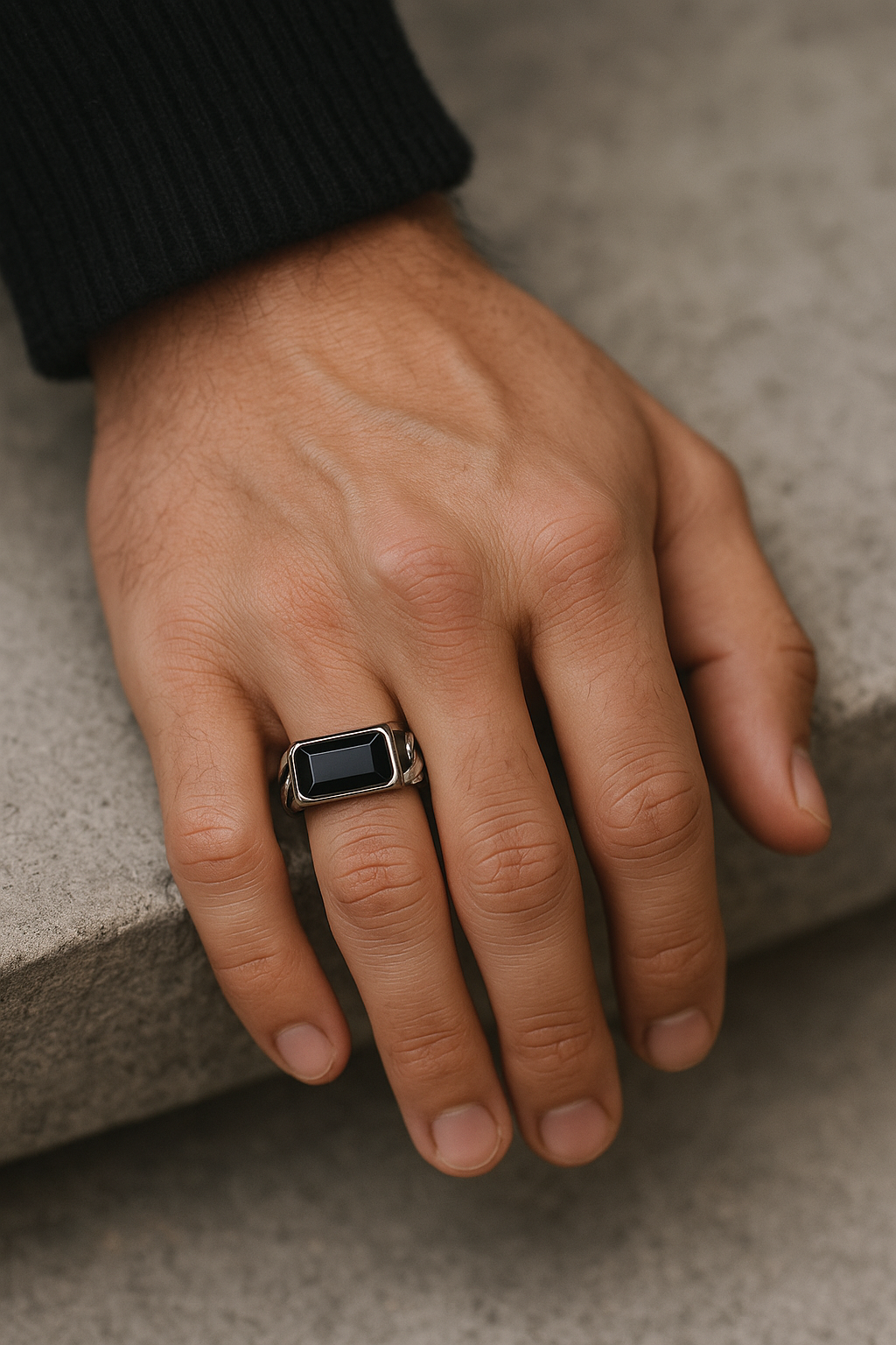 Onyx Ring - 925 Silber