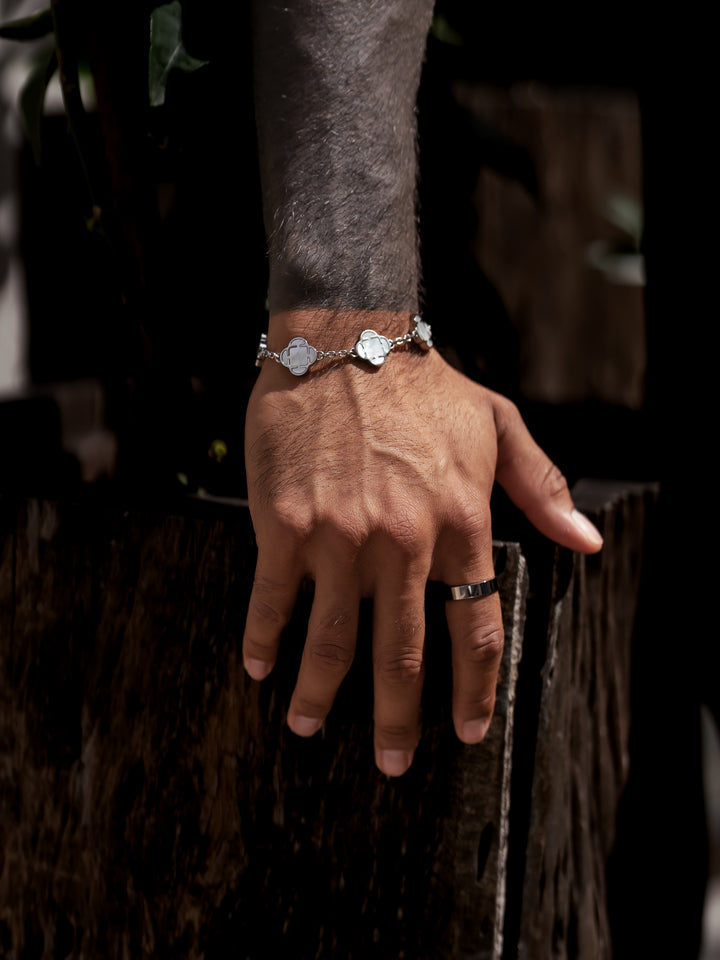 Perlmutt Clover & Ring - Silber