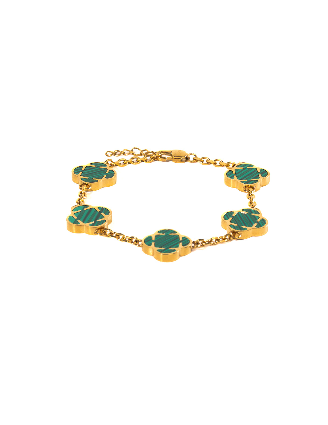 Malachit Clover Armband  Gold Herren