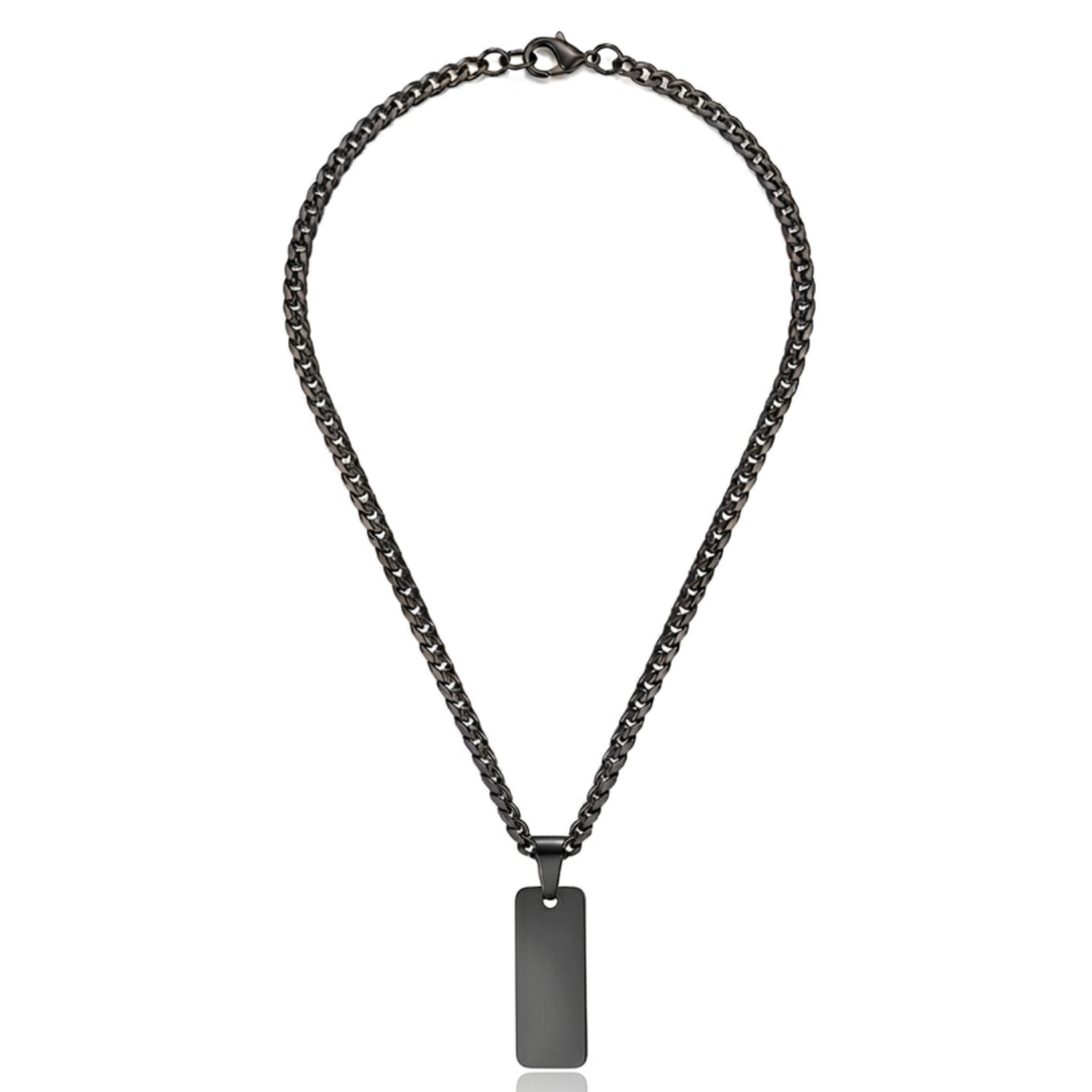 Herren Dog Tag Halskette schwarz 316L Edelstahl Cuban Chain Produktfoto