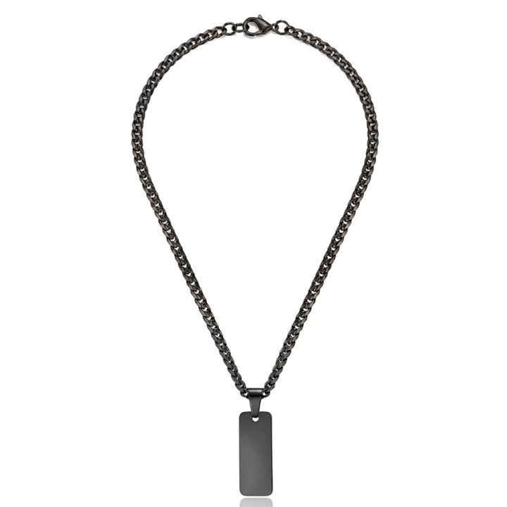 Herren Dog Tag Halskette schwarz 316L Edelstahl Cuban Chain Produktfoto