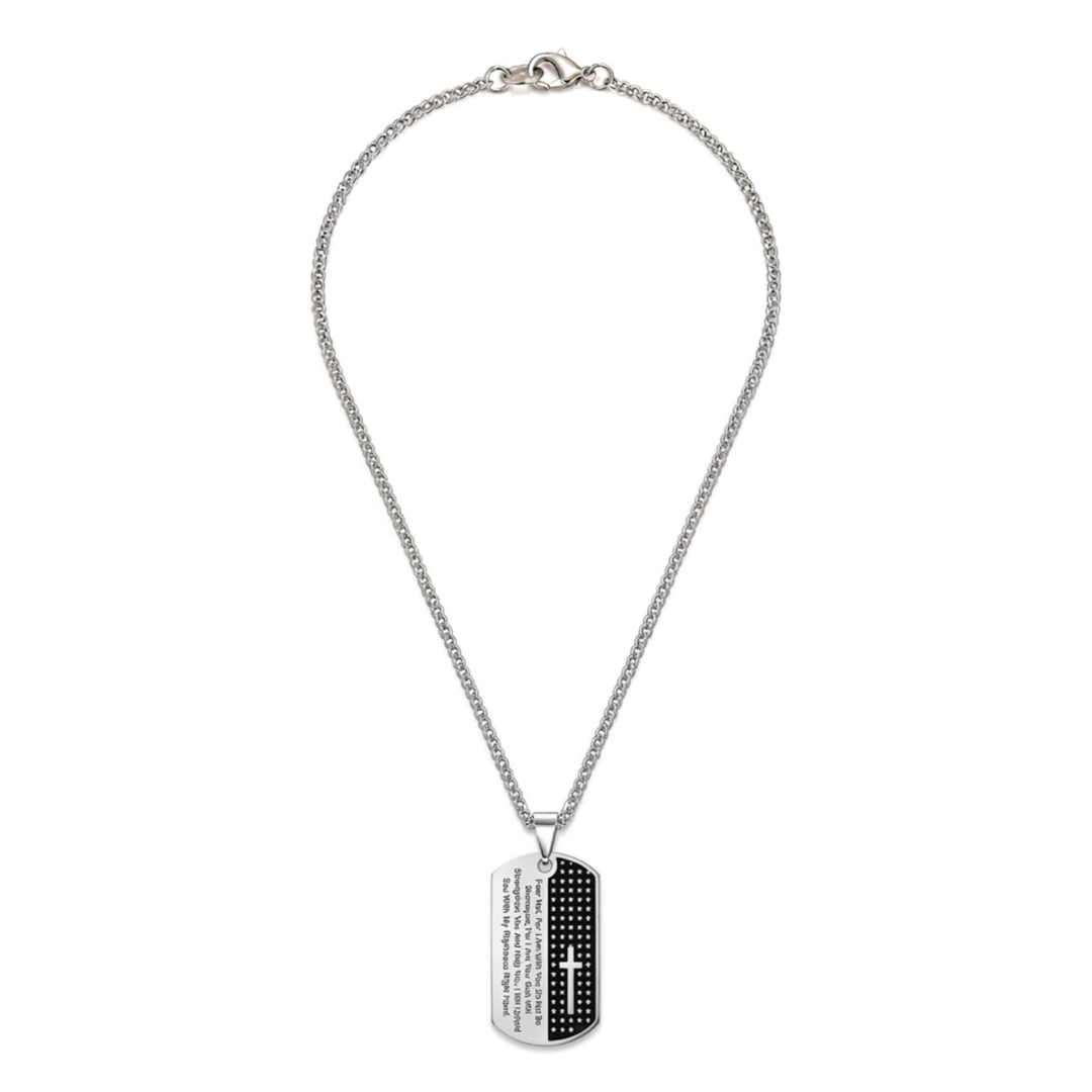Herren Dog Tag Kreuz Halskette 316L Edelstahl Silber Schwarz Produktfoto