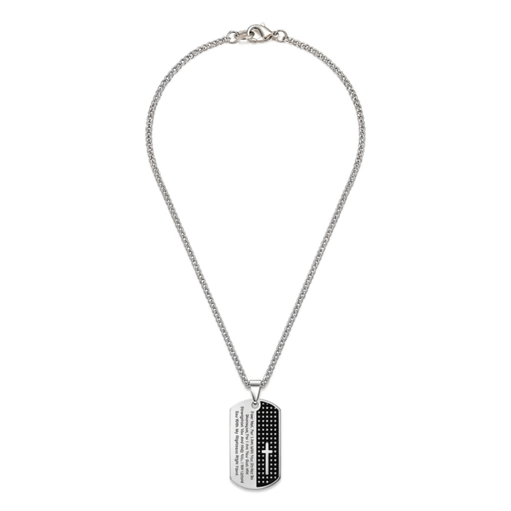Herren Dog Tag Kreuz Halskette 316L Edelstahl Silber Schwarz Produktfoto