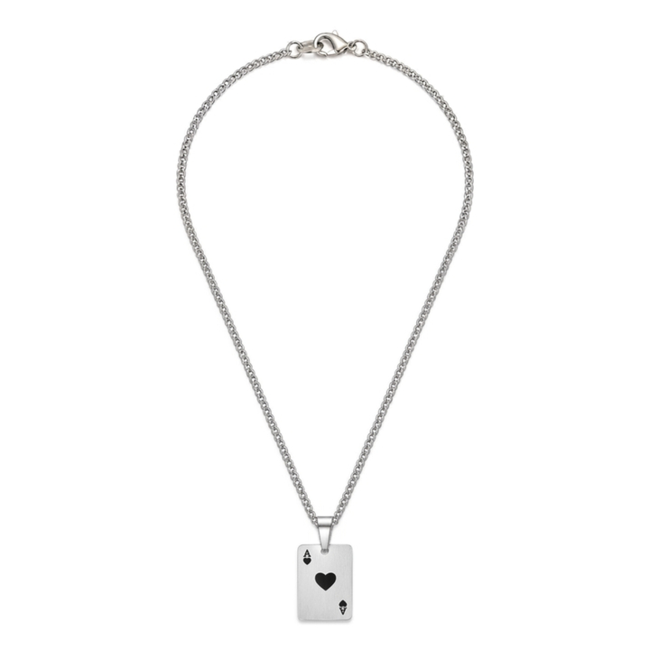 Herren Ace of Hearts Halskette 316L Edelstahl Silber Produktfoto Spielkarte Anhänger