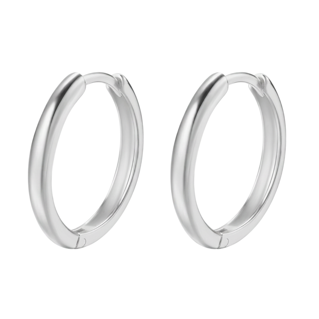 Slim Hoop Creolen 316L Edelstahl von ETERNAL – Paar Freisteller auf weißem Hintergrund