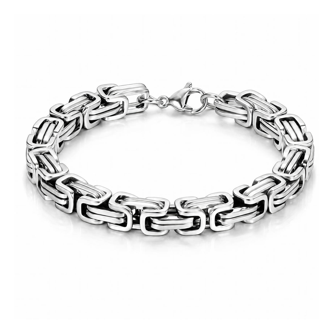 Byzantine Chain Armband 316L Edelstahl von ETERNAL – Freisteller auf weißem Hintergrund mit Karabinerverschluss