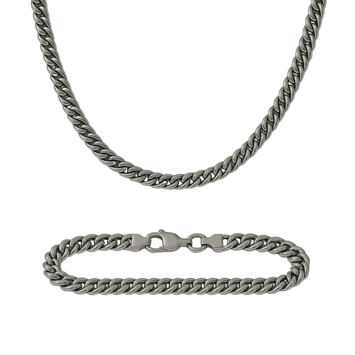 Cuban Halskette & Armband - Silber