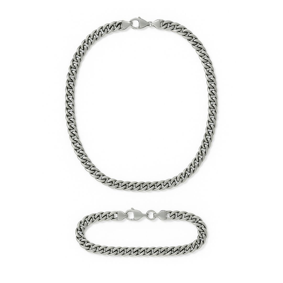 Cuban Halskette Armband Set Herren