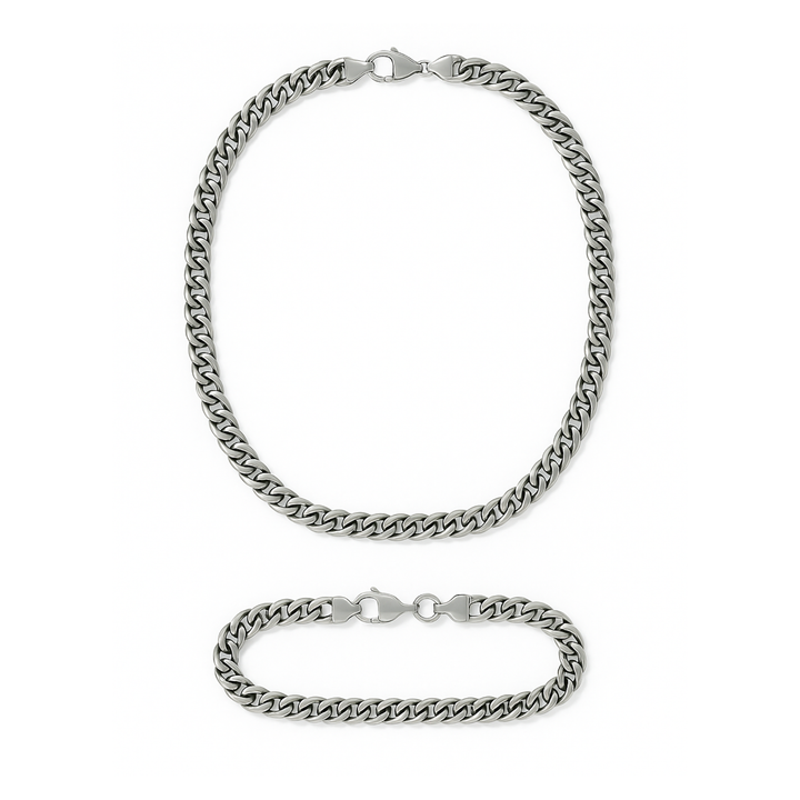 Cuban Halskette Armband Set Herren