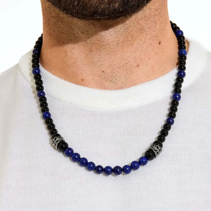 Halskette mit Perlen – Schwarz/Blau