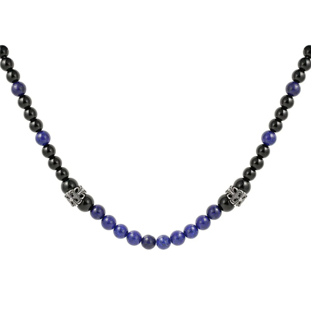 Perlen Halskette Herren Schwarz Blau