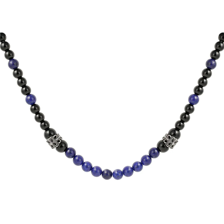 Perlen Halskette Herren Schwarz Blau