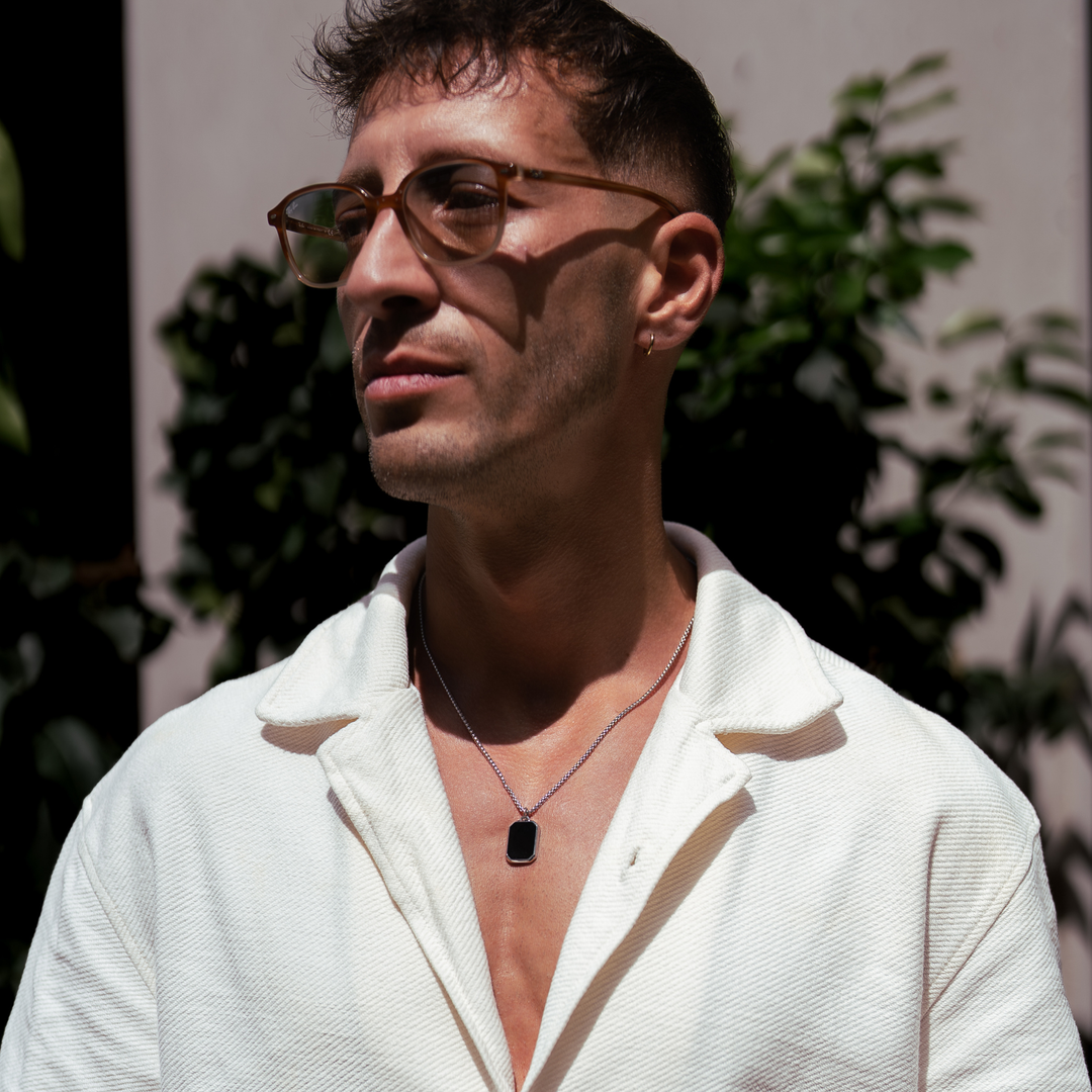 Halskette mit schwarzem Onyx – Silber