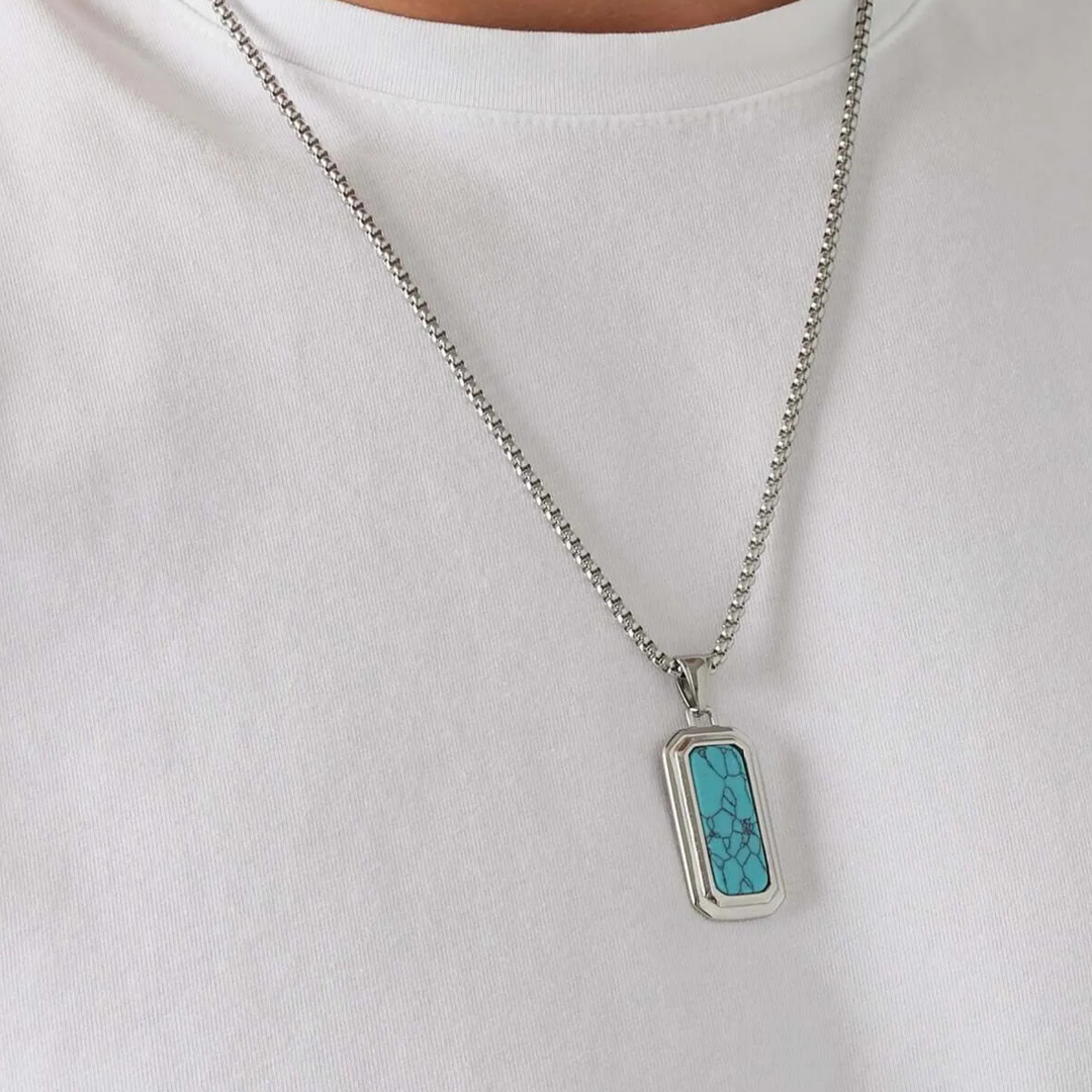 Halskette mit Steinanhänger - Türkis