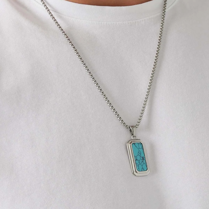 Halskette mit Steinanhänger - Türkis