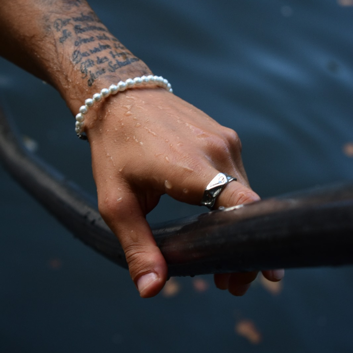 Klassisches Perlenarmband – Silber