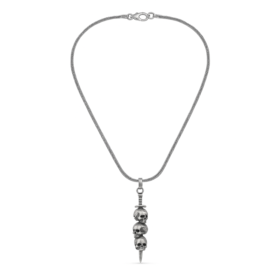 Halskette 3 schädel herren 925 silber