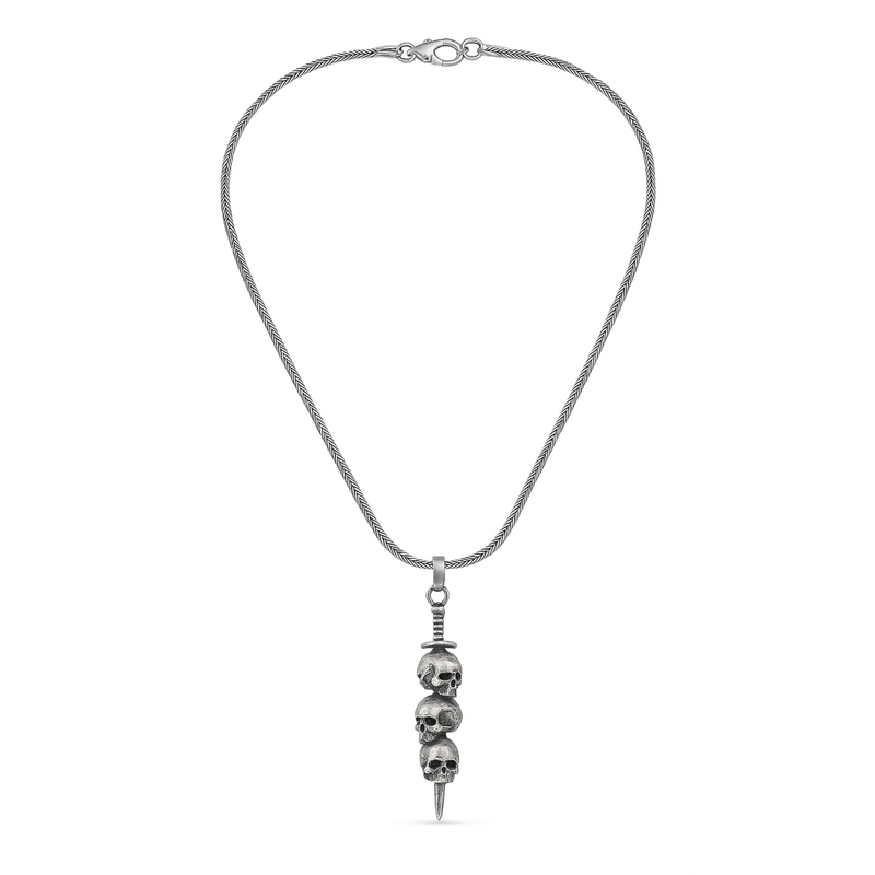 Halskette 3 schädel herren 925 silber