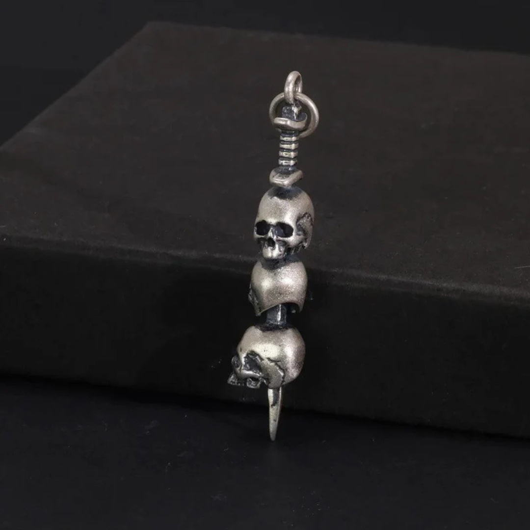 Halskette 3 schädel herren 925 silber