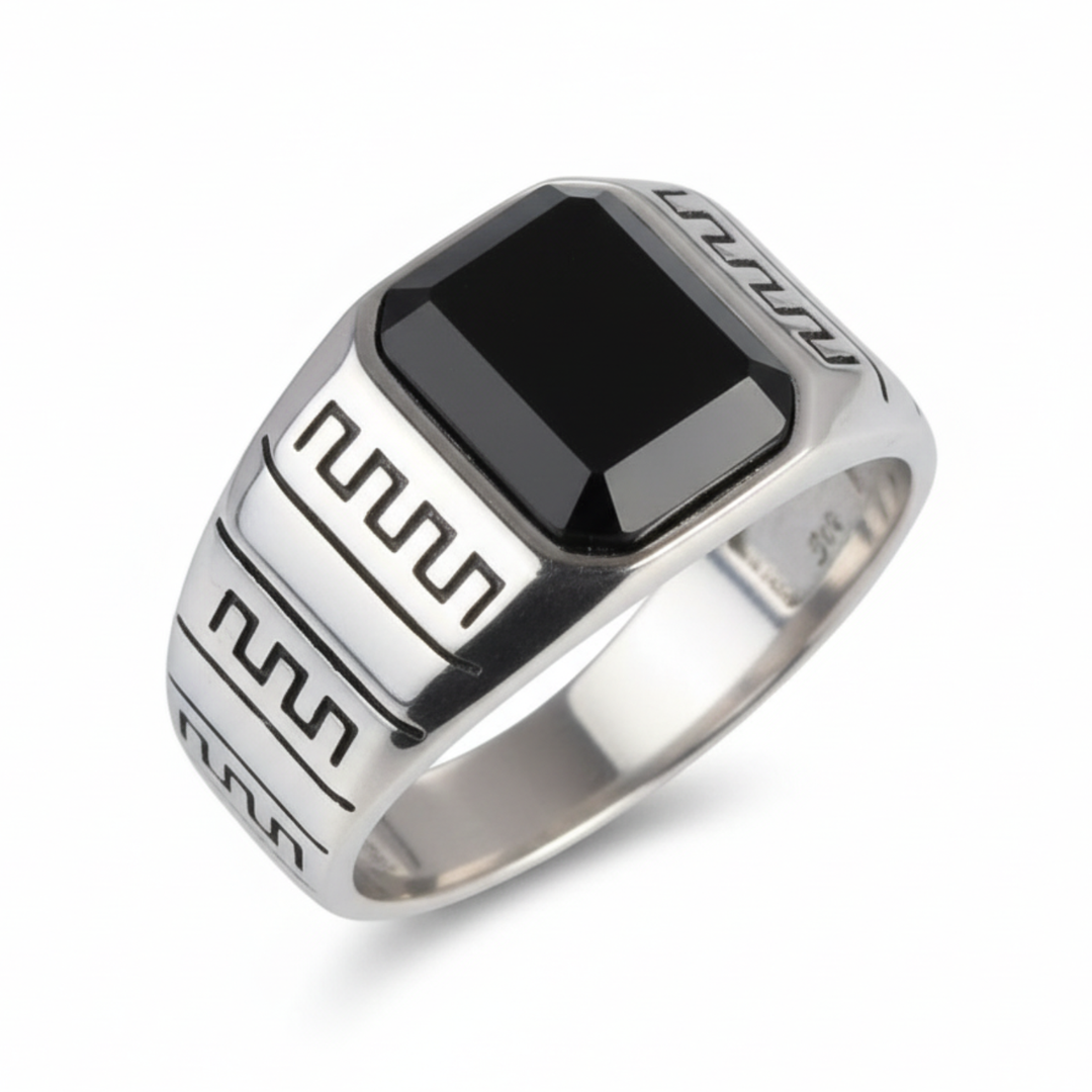 Onyx Ring Herren 925 Silber