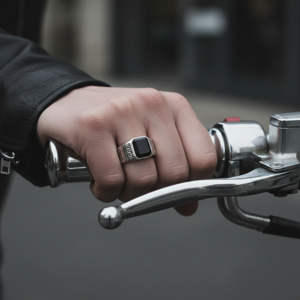 Onyx Ring Herren 925 Silber