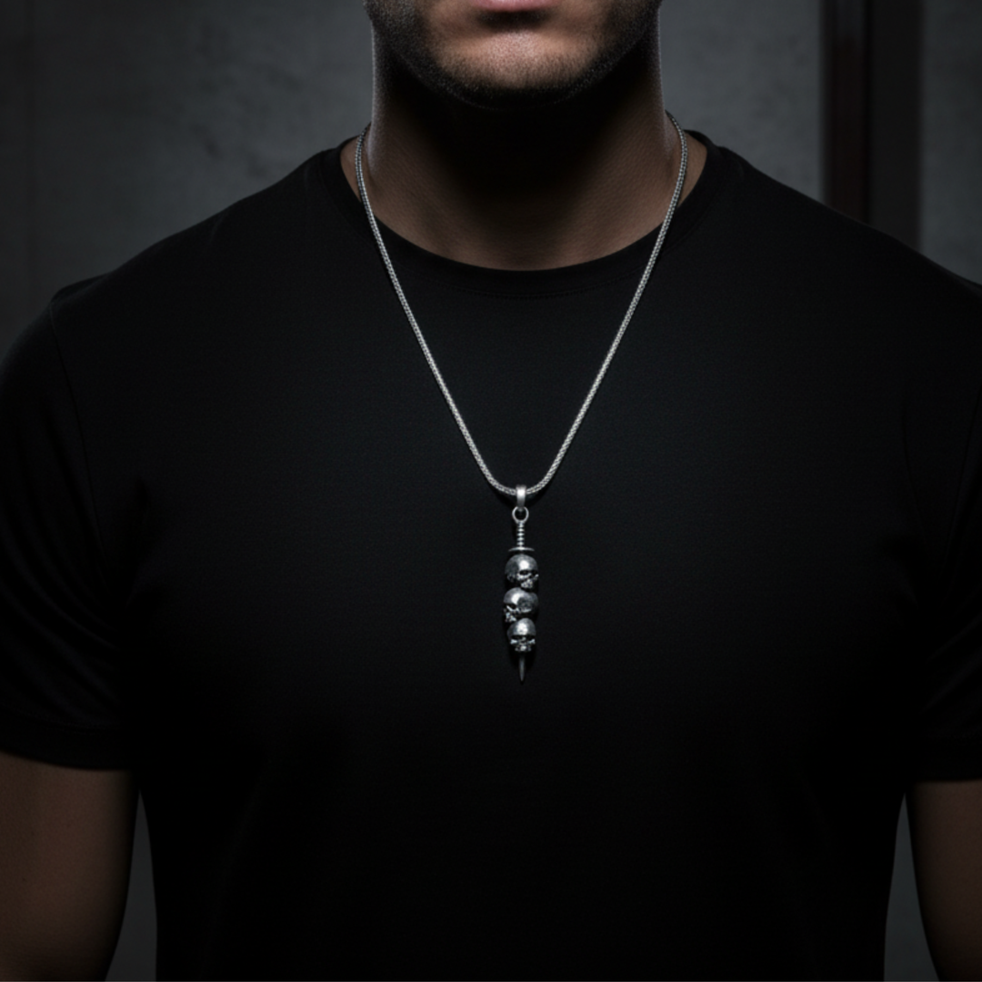 Halskette 3 schädel herren 925 silber