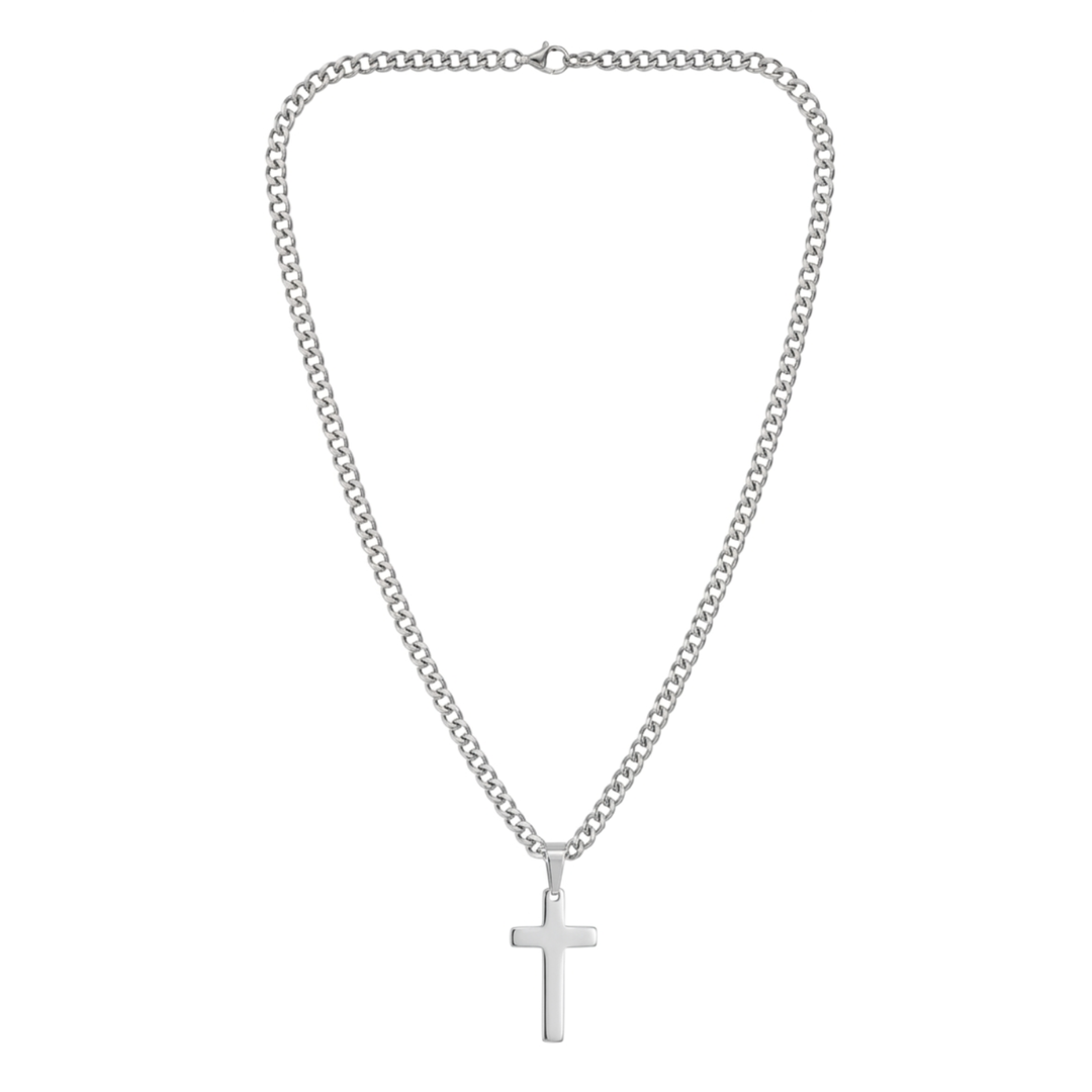 Herren Kreuz Halskette – 316L Edelstahl Anhänger, Silber