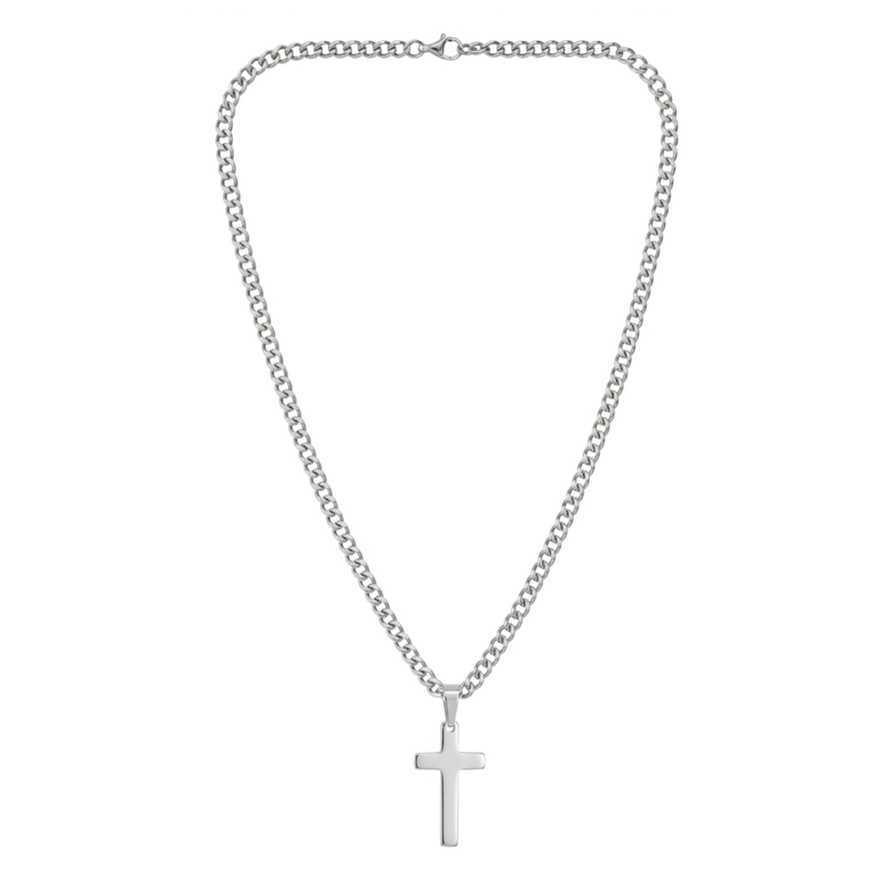 Herren Kreuz Halskette – 316L Edelstahl Anhänger, Silber