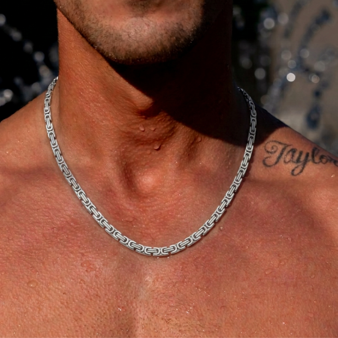 Byzantine Chain Set – Kette & Armband 316L Edelstahl - Silber