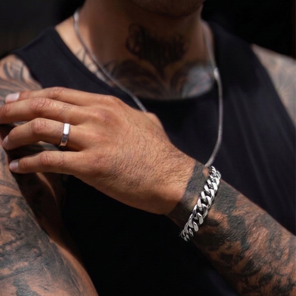 Cuban Link Armband Edelstahl Silber kaufen geschenk