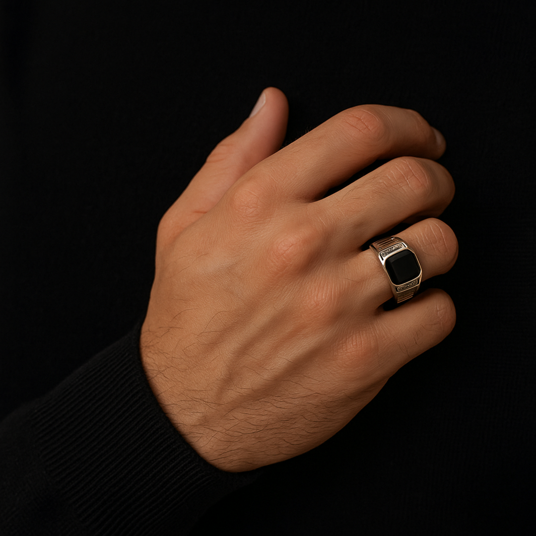 Onyx Ring - 925 Silber