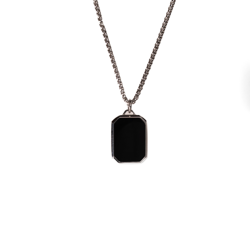 Halskette mit schwarzem Onyx – Silber