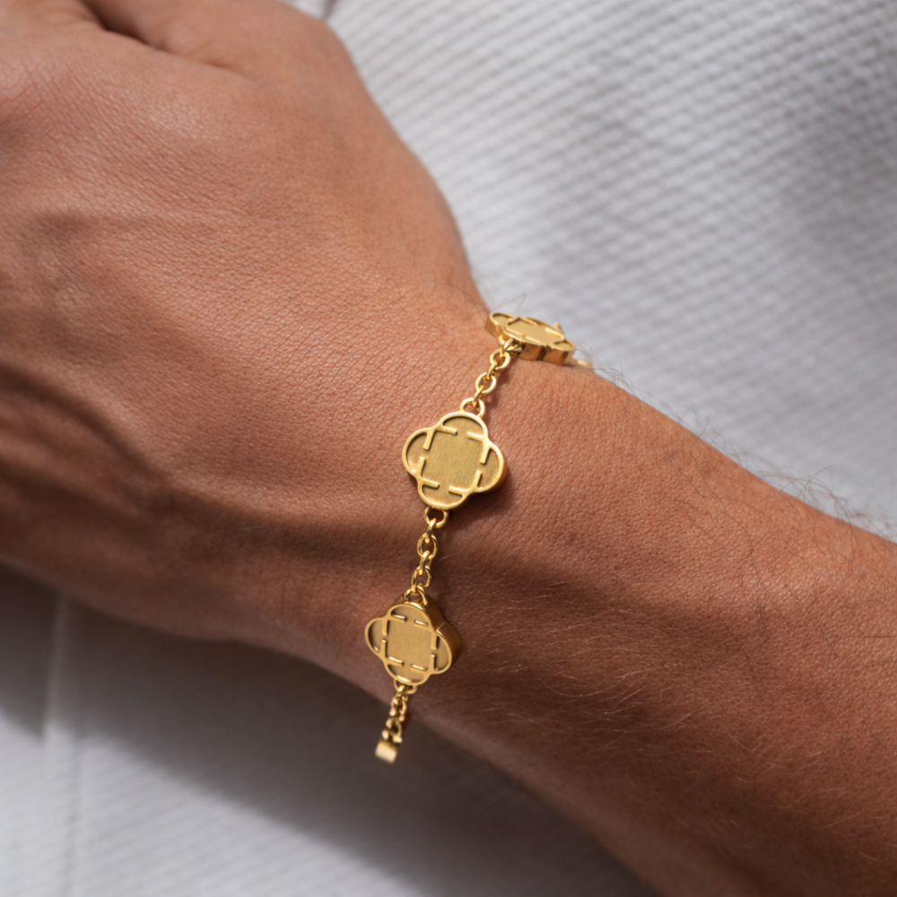 Kleeblatt armband herren gold