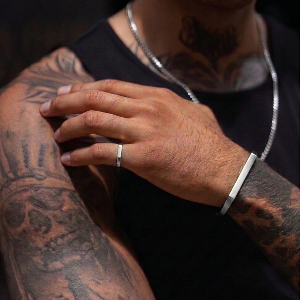 ring armband set herren silber