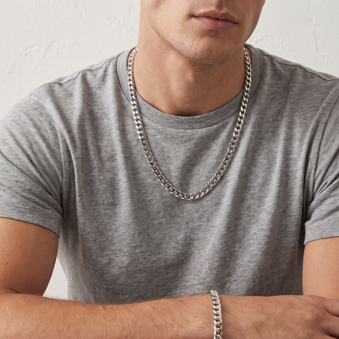 halskette armband set herren silber