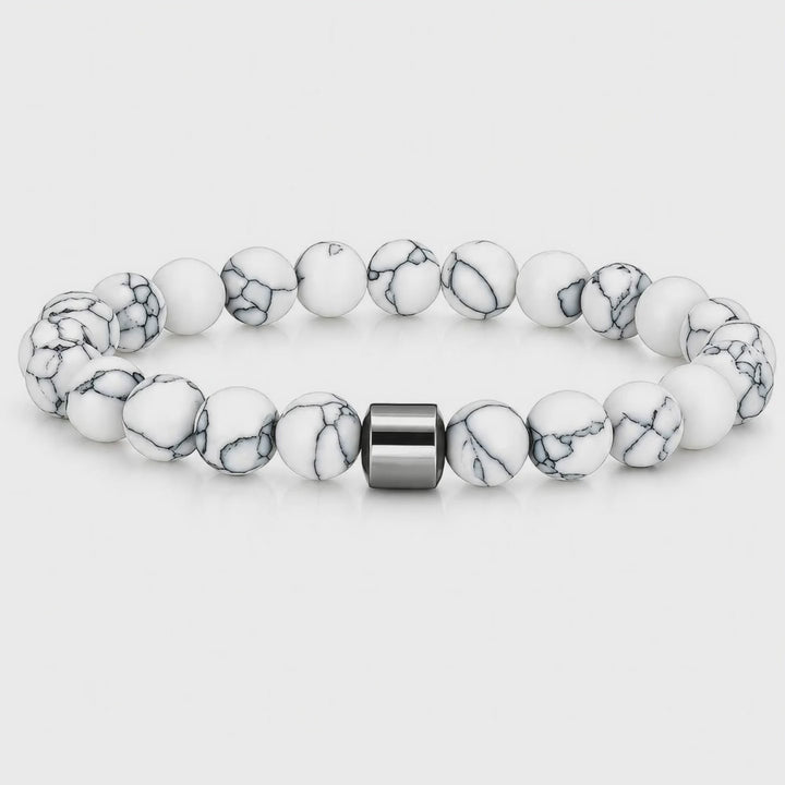 Herren naturstein Perlenarmband weiß grau kaufen